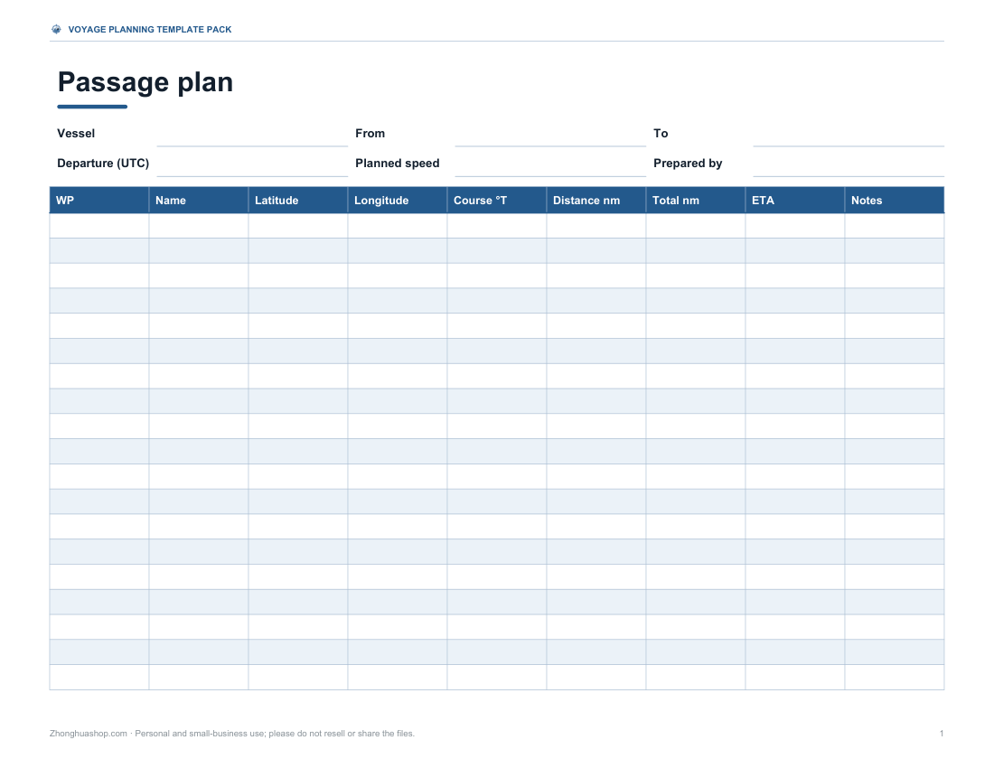 Preview of the first page of Passage plan (PDF/DOCX)